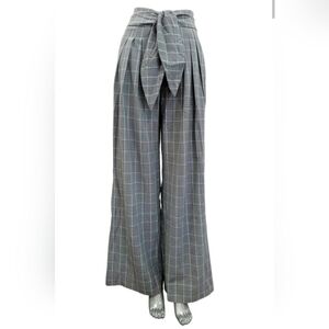 Gray Plaid Wide-Leg Pants Size: 0